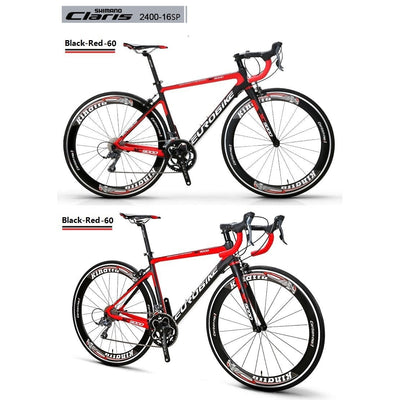 700C Full Carbon Road Bike Black Red/ Carbon Wheels