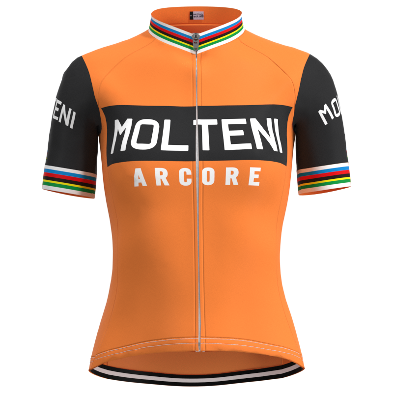 Womens Retro Short Sleeve Jersey Molteni Orange