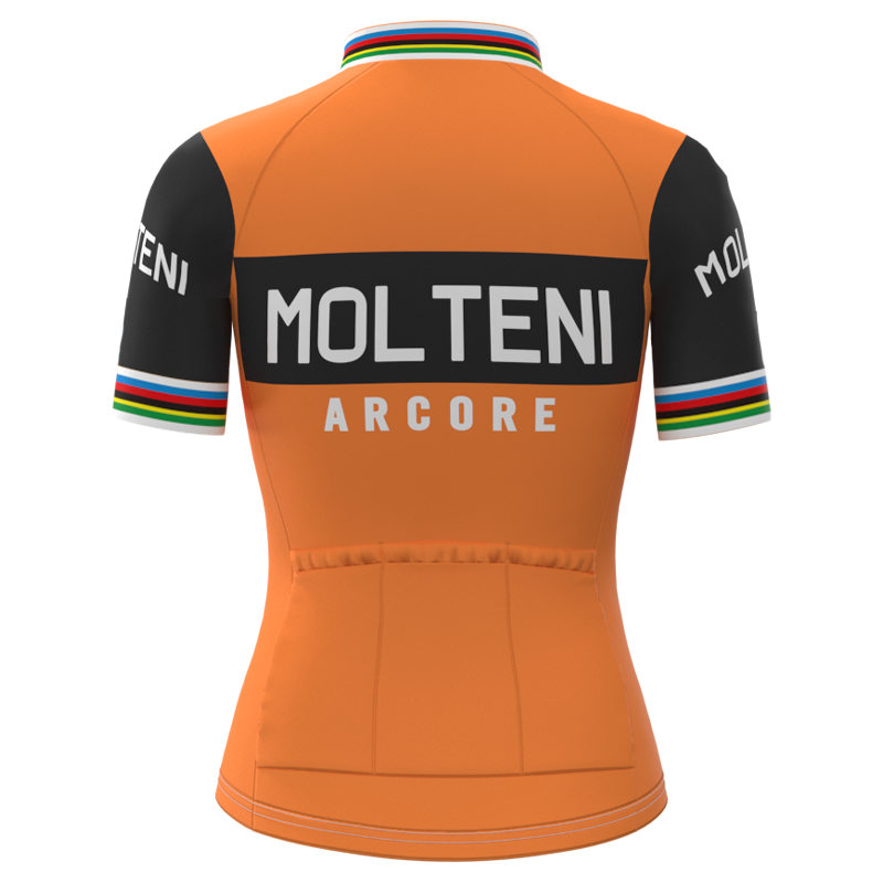 Womens Retro Short Sleeve Jersey Molteni Orange