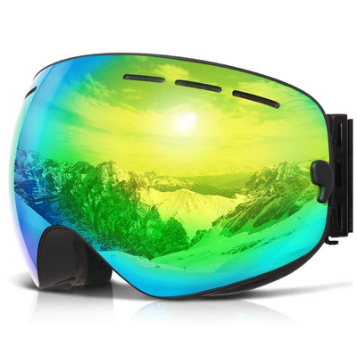 Full Screen Ski Goggles Black Green
