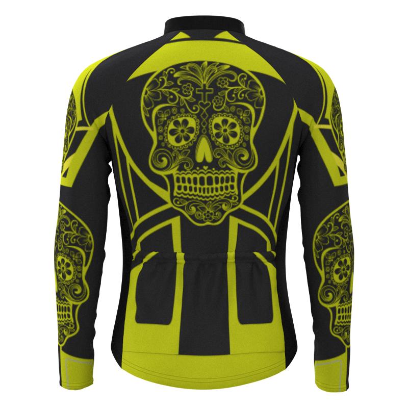 FLEECE Lined Winter Long Sleeve Jersey Candy Skull Yellow