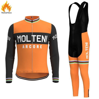 Molteni Orange FLEECE Retro Top & Bib Set