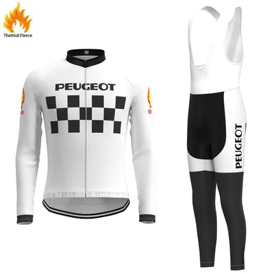 Peugeot White FLEECE Retro Top & Bib Set