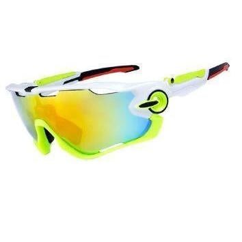 Wraparound Cycling Sunglasses WHITE/ NEON